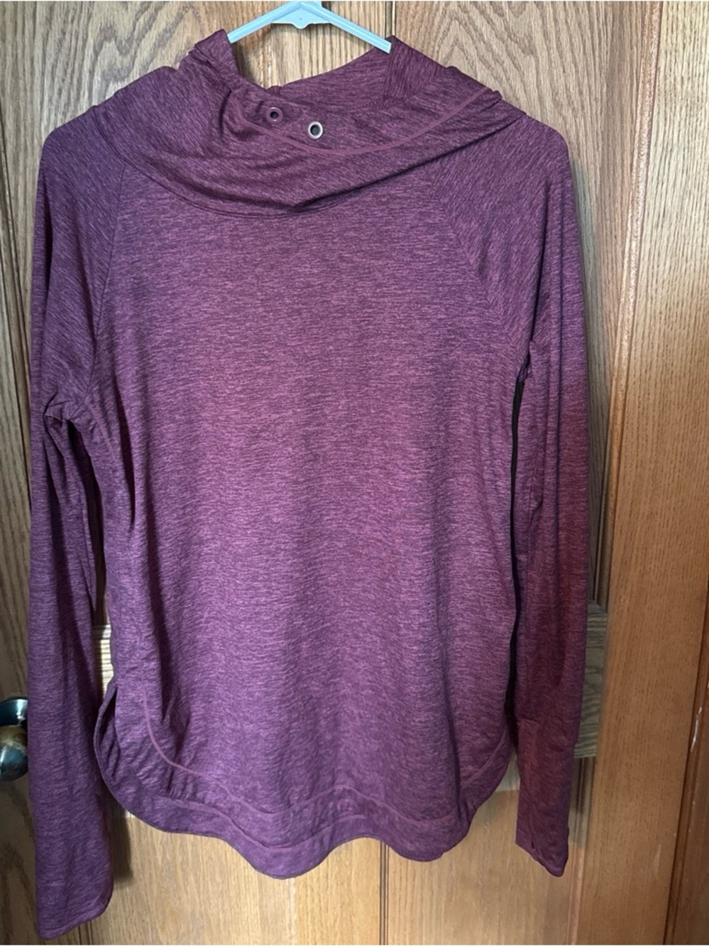 Athleta Heathered Burgundy Hooded Pullover